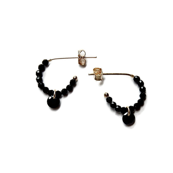 earrings black spinel with diamondlook CH charm E3338