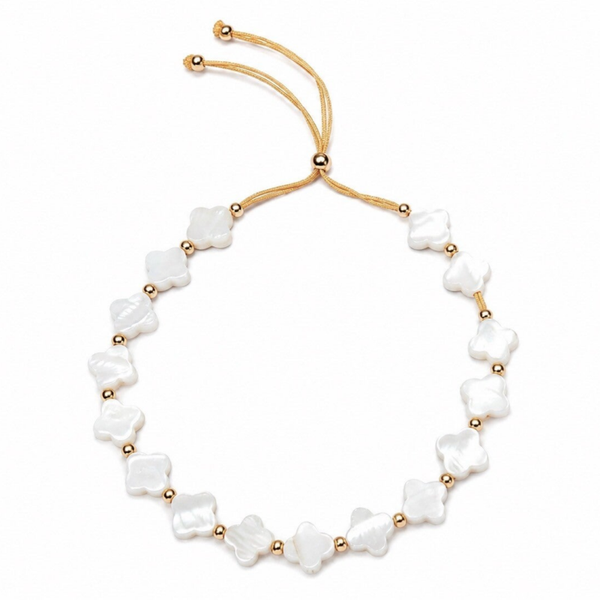 anklet Happy Mother of Pearl clovers AH3373