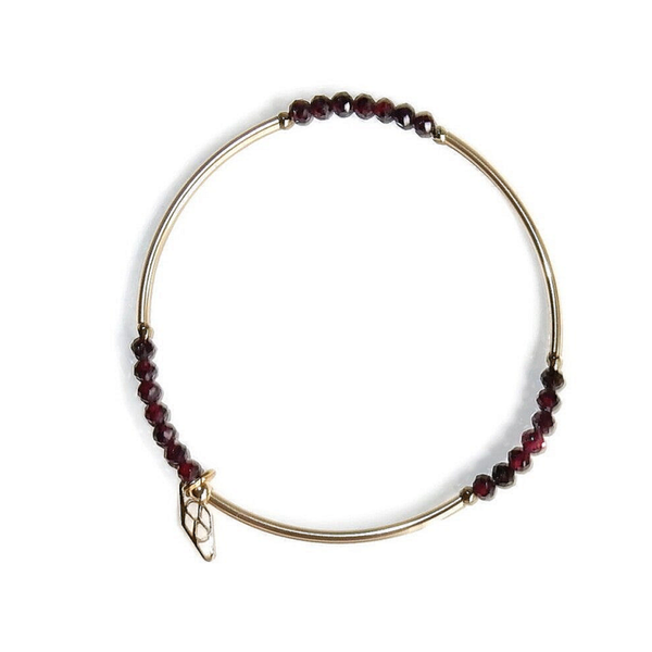 flexbracelet 3 mm faceted red garnet & tubes BF3083