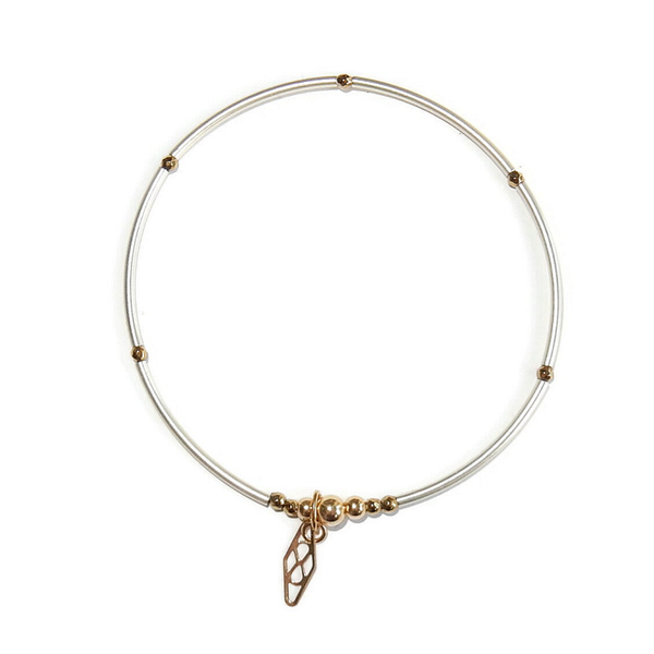 flexbracelet 2 mm silver, goldfilled & Hematite BF3141