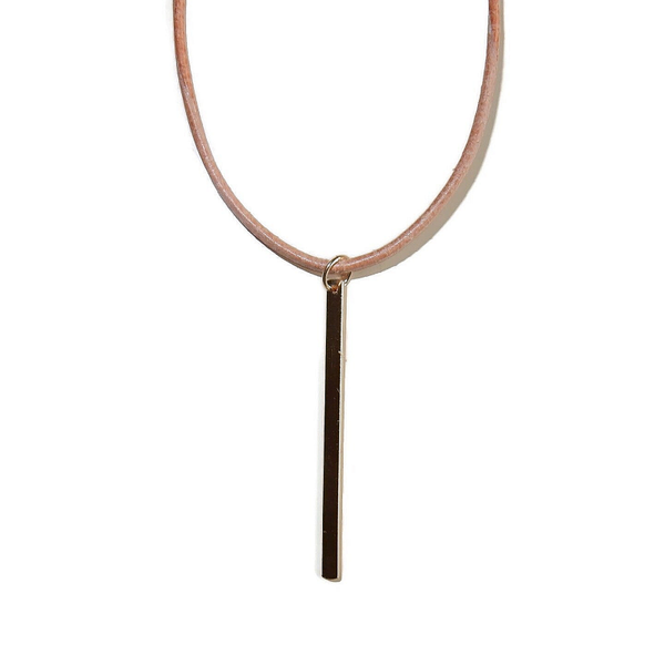 soft goatleather necklacecord with goldfilled bar NLC2974