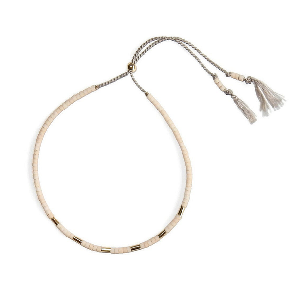 adjustable silk bracelet Lafauve Blush and tubes in goldfilled BLS3003