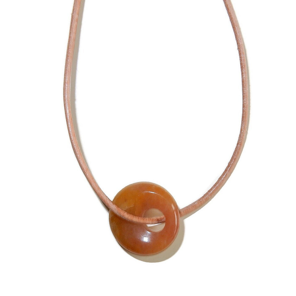 soft goatleather necklacecord with gemstone donut NLC2970