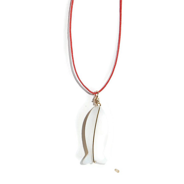adjustable necklace Ocean Mother of pearl fish NAO3258