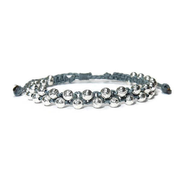 handbraided bracelet in hammered sterling silver BBB8001