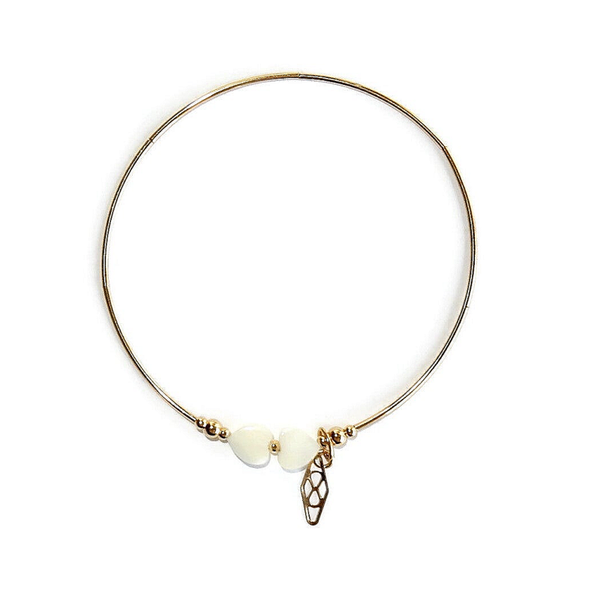 bangle tiny tubes Mother of pearl hearts BFMP2851