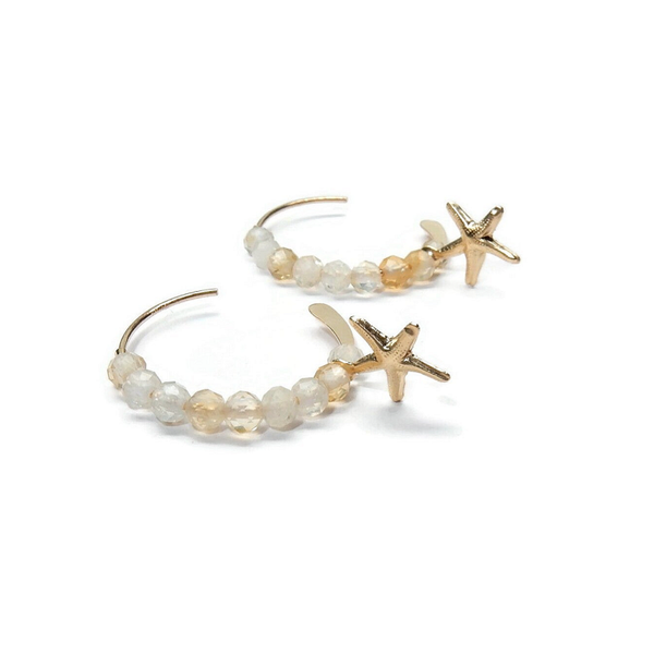 earrings Citrine faceted gemstones and a 14K goldfilled seastar EG3236