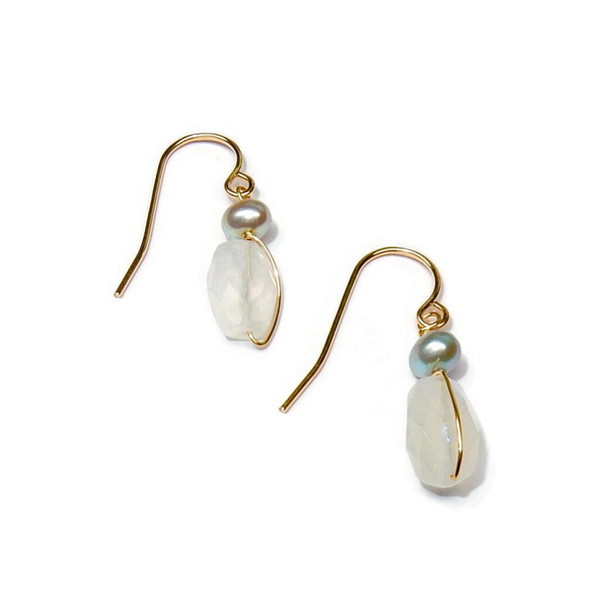 earrings Moonstoon & grey freshwaterpearl EP3233