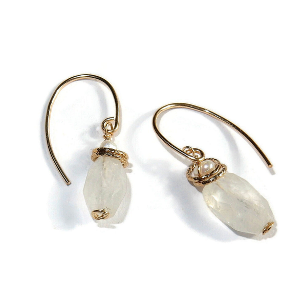 earrings Gems Moonstone and white pearl EP3215
