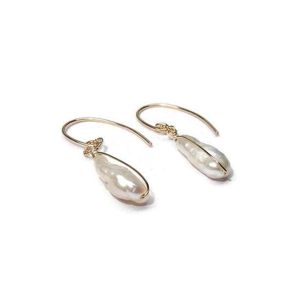 earrings wirewrapped white pearl EP3231