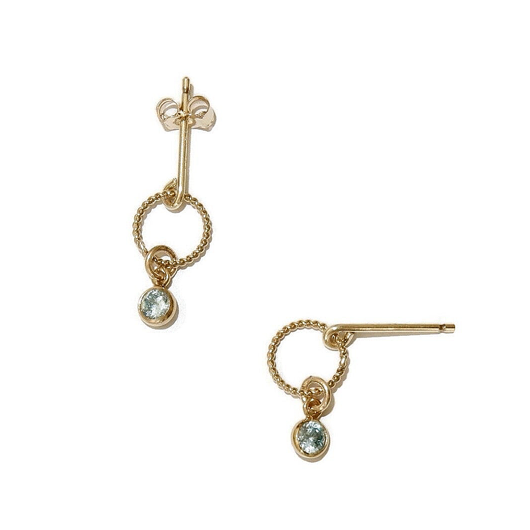 studs with aquamarine CZ E2490