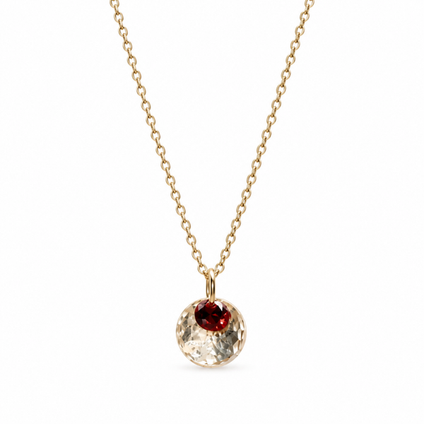 necklace CZ on handhammered disc N3394