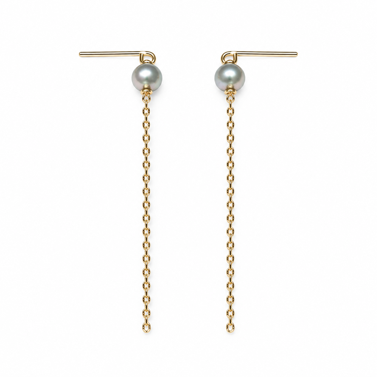 studs Pearls greyblue round pearl and chain EP2338