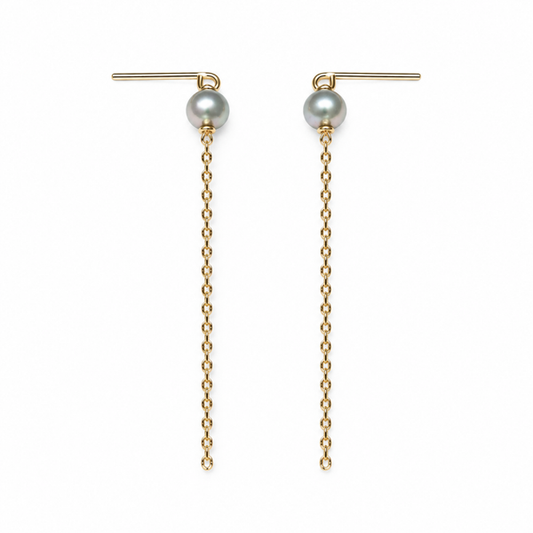 studs Pearls greyblue round pearl and chain EP2338
