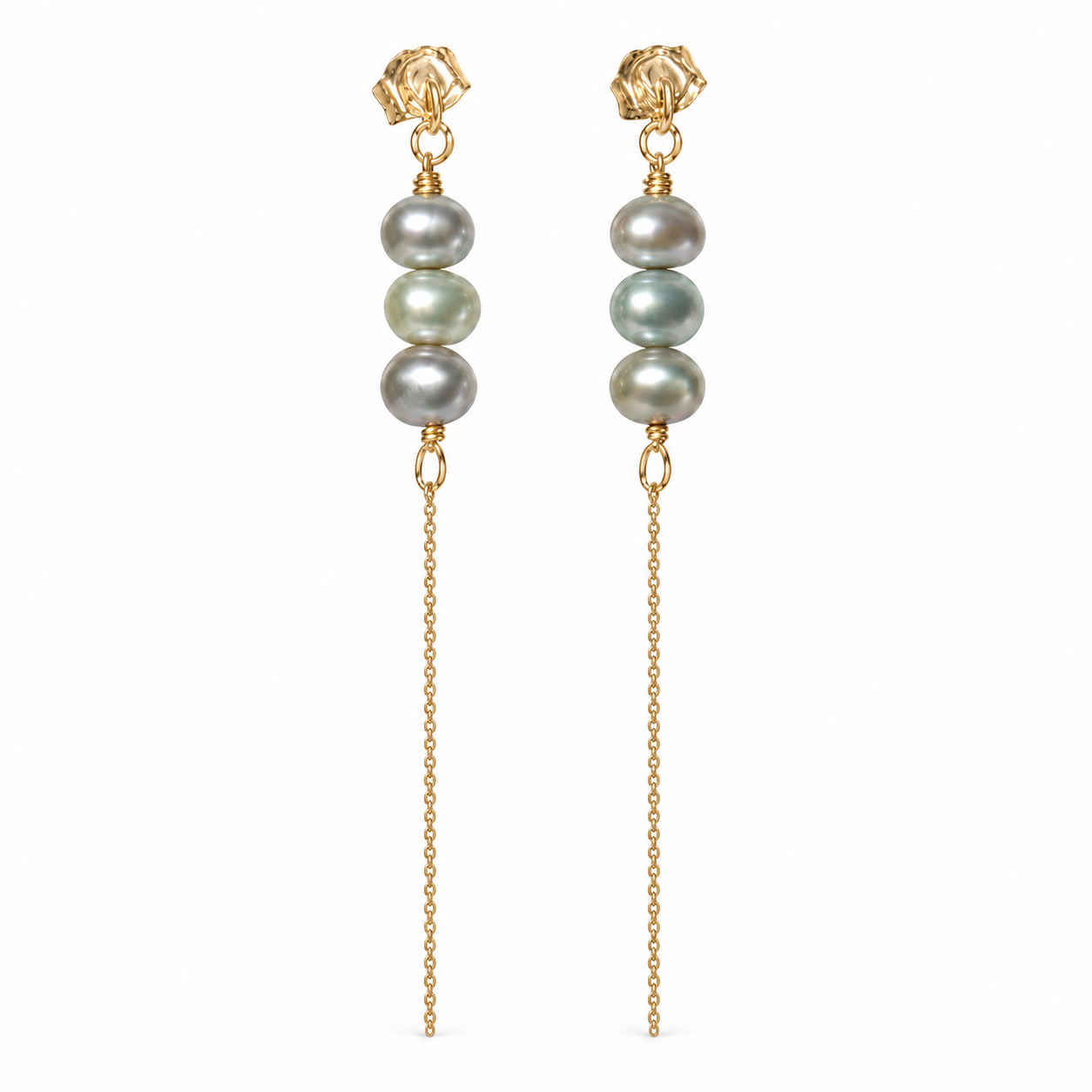 earrings Pearl with 14K goldfilled chain EP3227