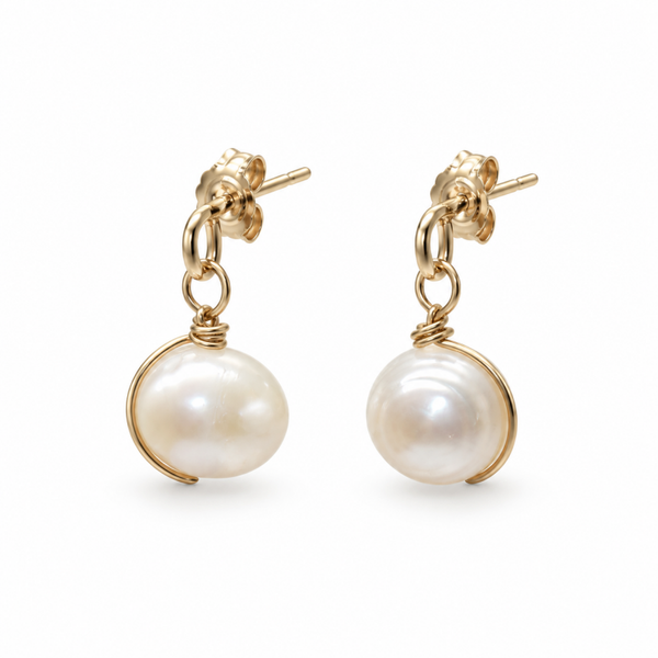 studs with white wired pearl EP3229