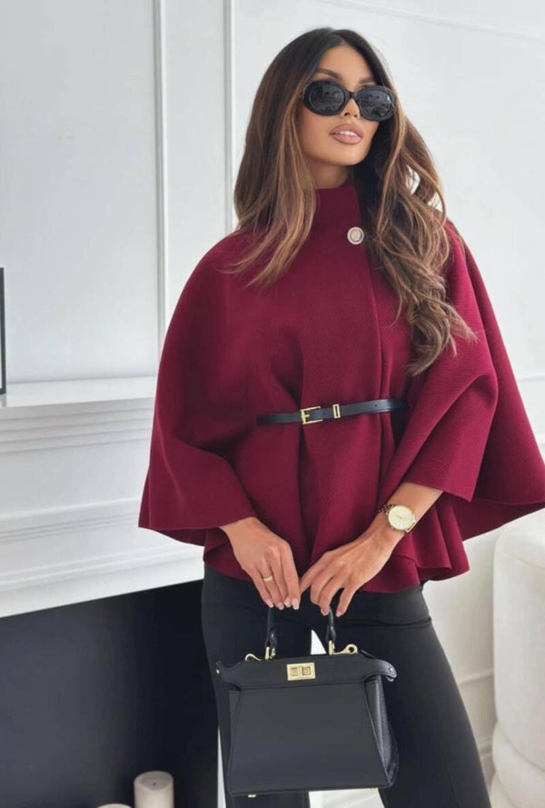 Cape Poncho élégante avec ceinture