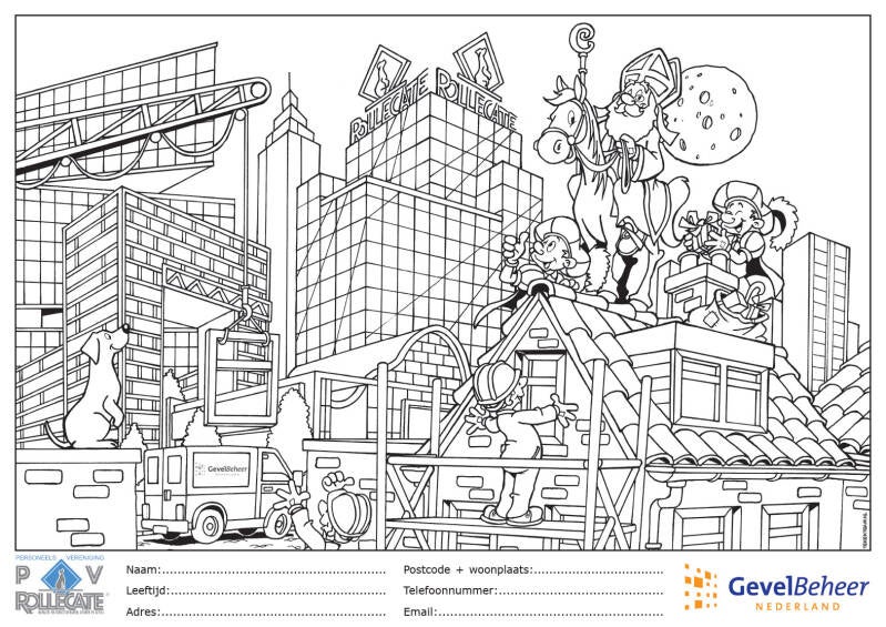 sinterklaas kleurplaat bedrijf laten tekenen