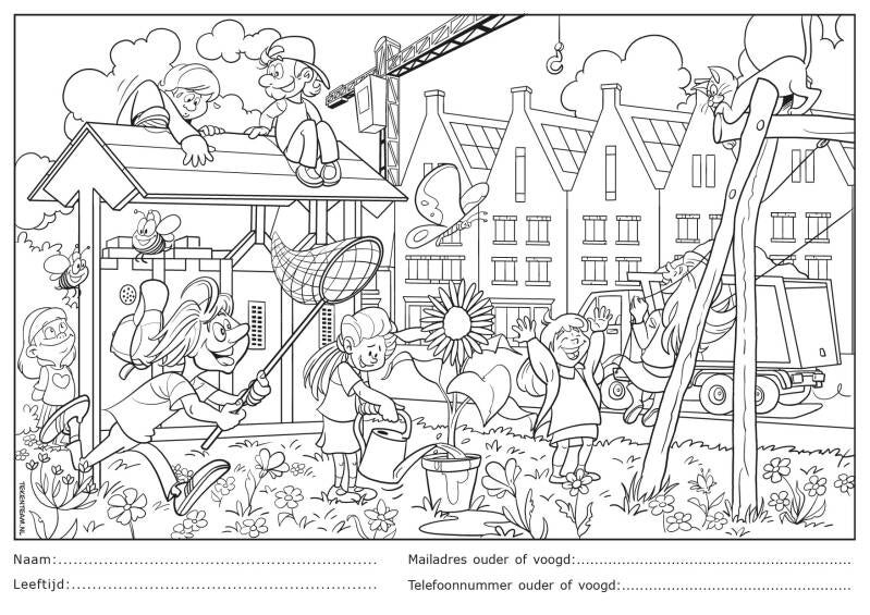 vrolijke kleurplaat bedrijf laten maken