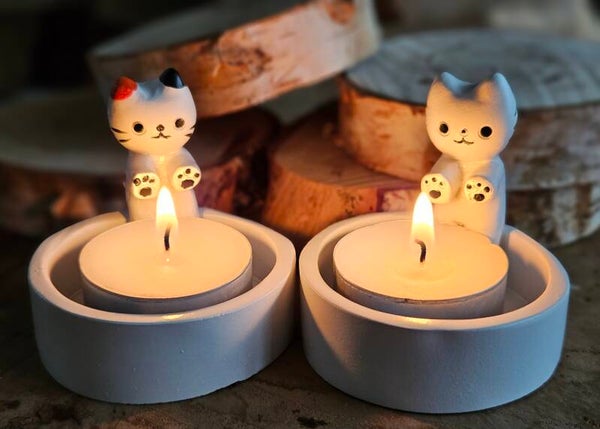 Waxinelicht houder poesje