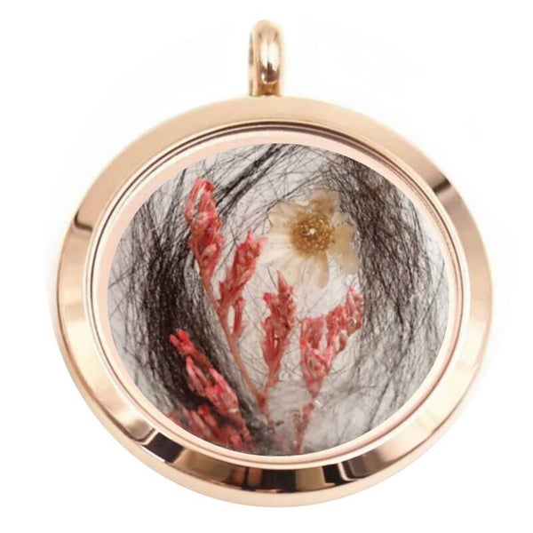 As/ haar/ foto medaillon "Vlak" Rosé gold