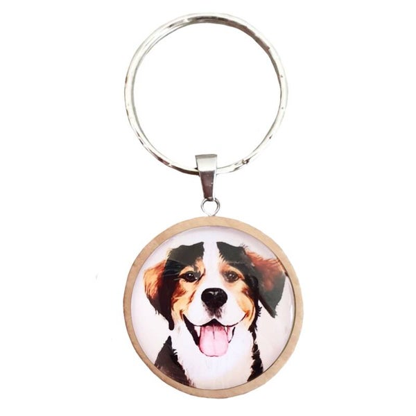 Sleutelhanger "Kort" Zwart/Wit/ Bruin