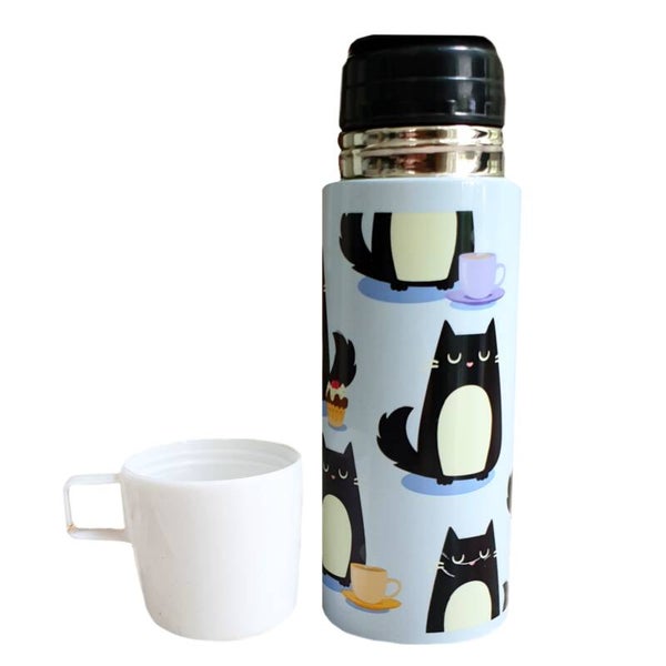 Thermosfles "Zwarte katten".