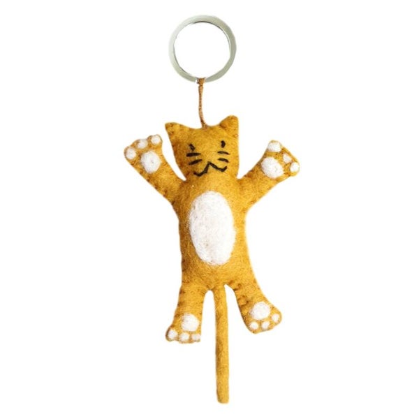 Sleutelhanger "Vilten kat" mosterd