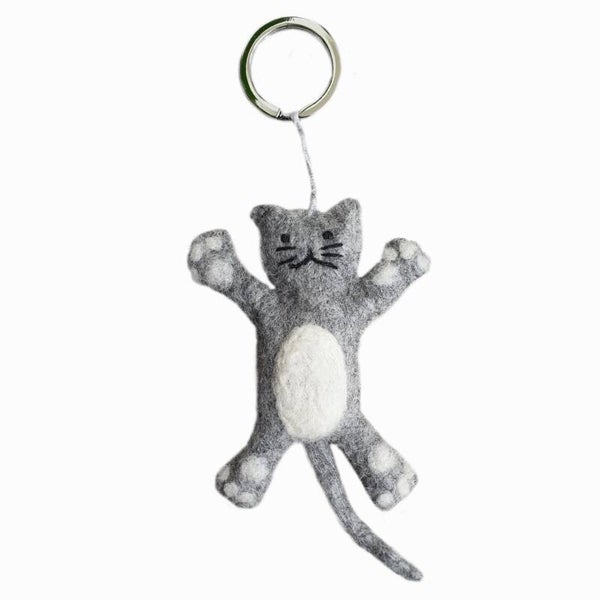 Sleutelhanger "Vilten kat" grijs