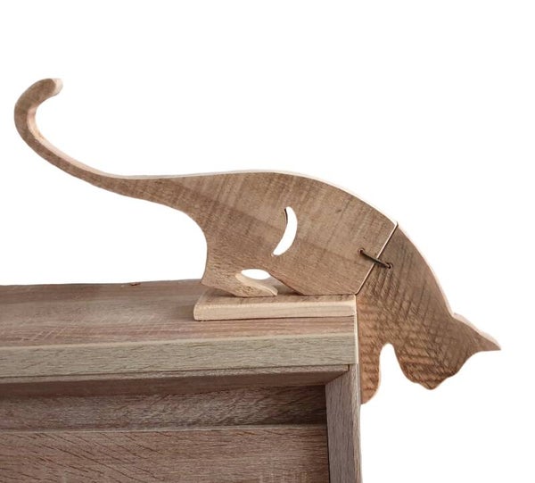 Houten ornament "Springende kat"