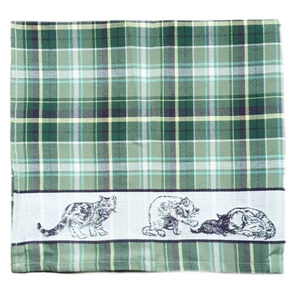 Keukendoek "Katten" groen