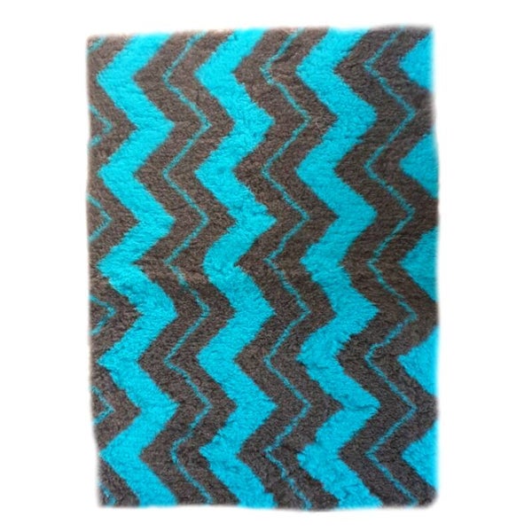 Vet bed "Zigzag" Antraciet- Turquoise 100x75