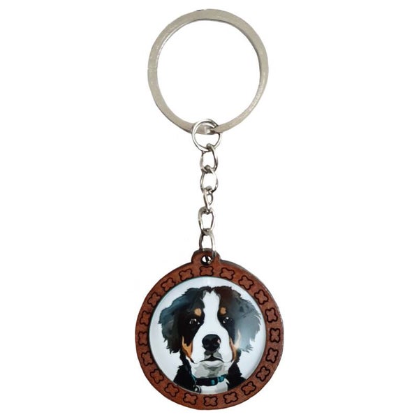 Sleutelhanger "Hout" Berner Sennenhond 2