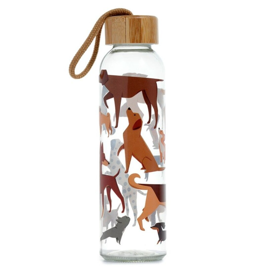 Glazen drinkfles "Honden"