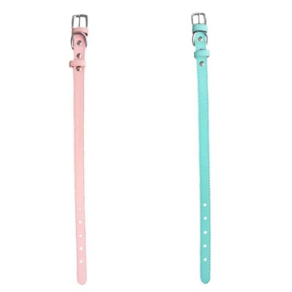 Halsband imitatieleer S/M Mintgroen/ roze