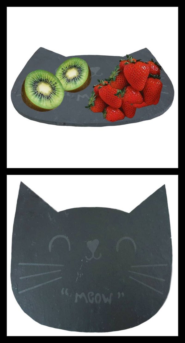 Leistenen snijplank Kat