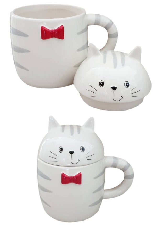 Kattenmok met deksel Wit