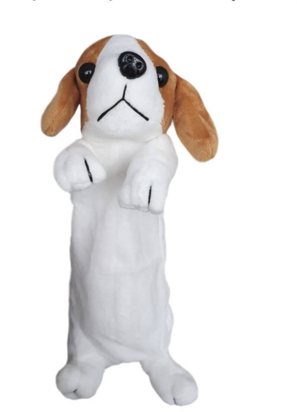 Etui "Hond" Bruin wit