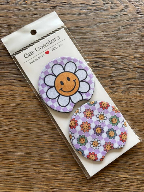 Car Coaster | Bloemen paars
