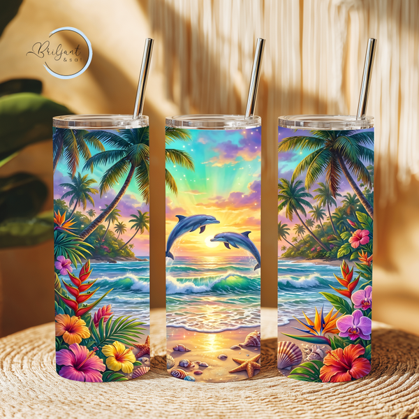 Tumbler | Dolfijnen en strand