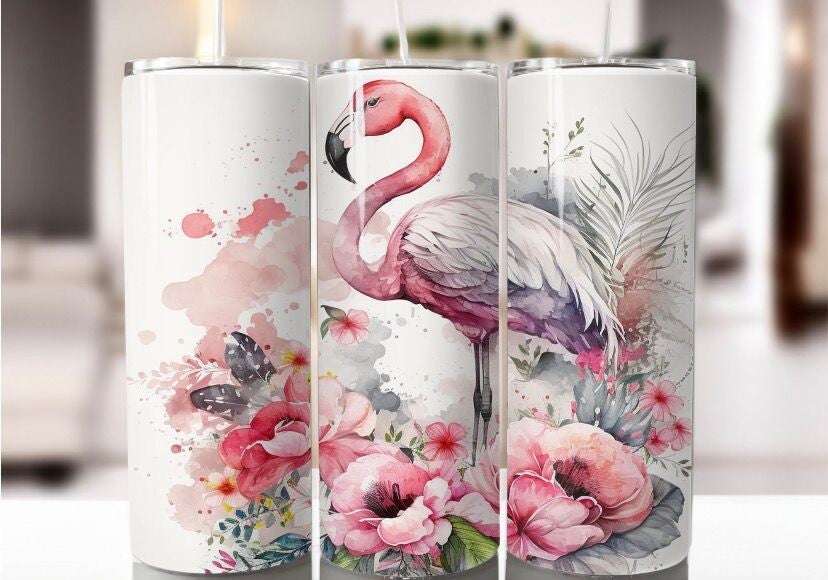 Tumbler | Flamingo waterverf