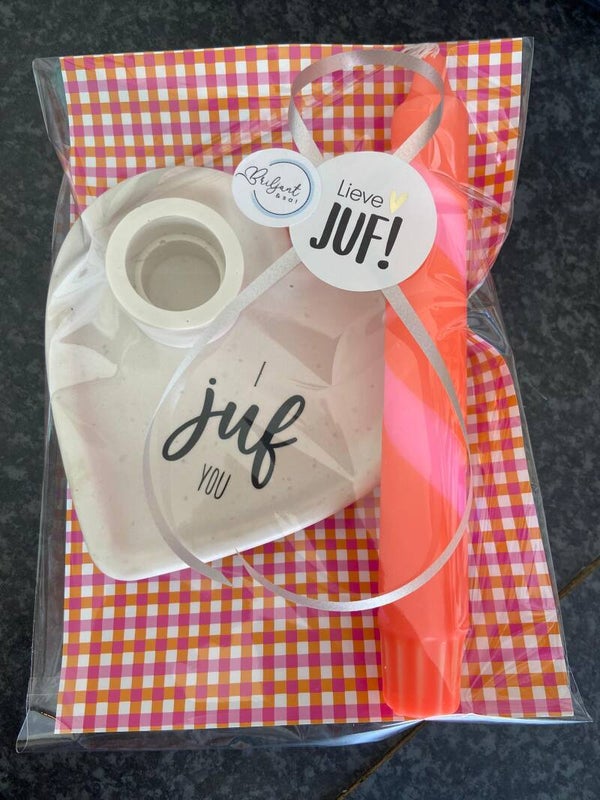 Hartvormig schaaltje met kaarsenstander | I juf you