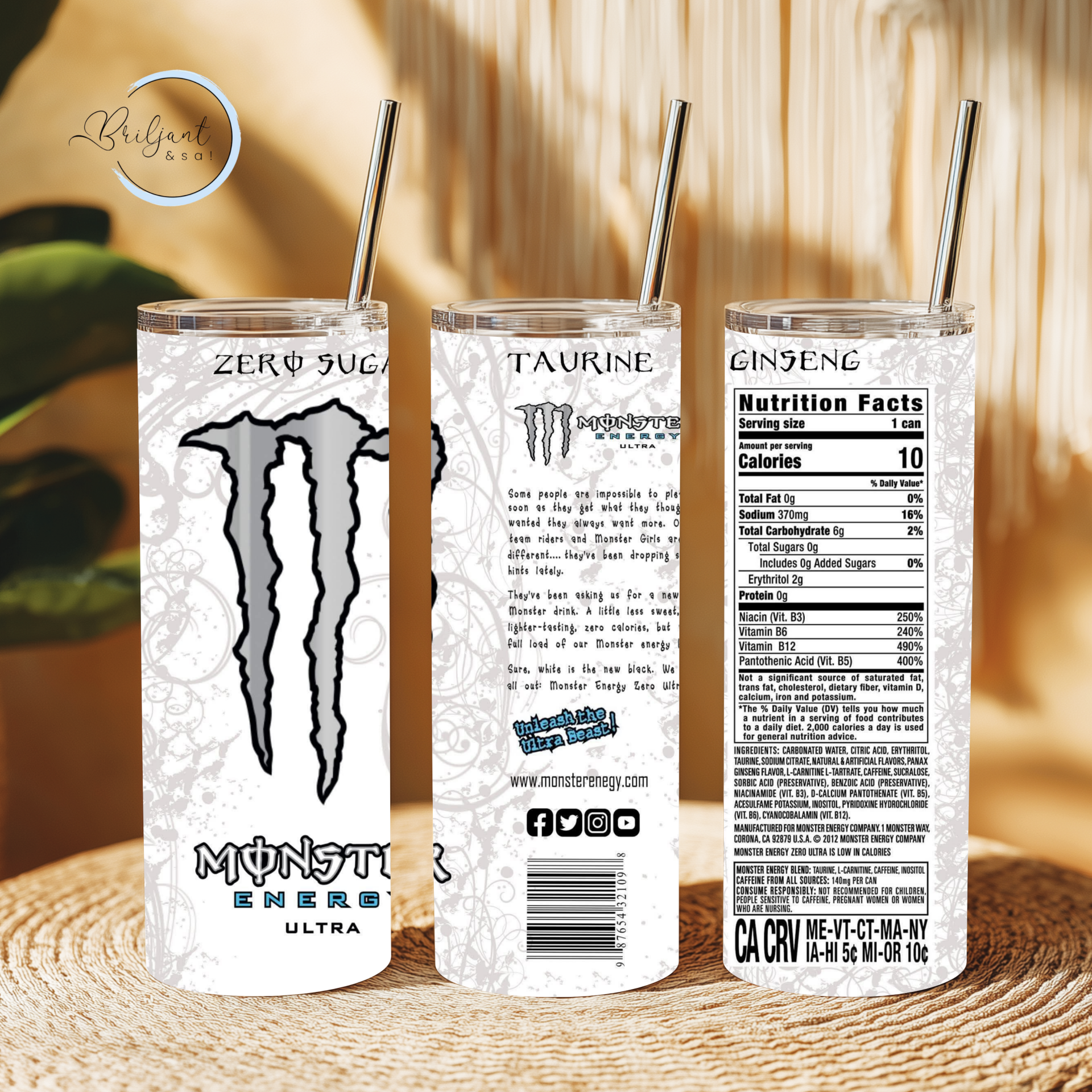 Tumbler | Monster - wit, zilver, zwart