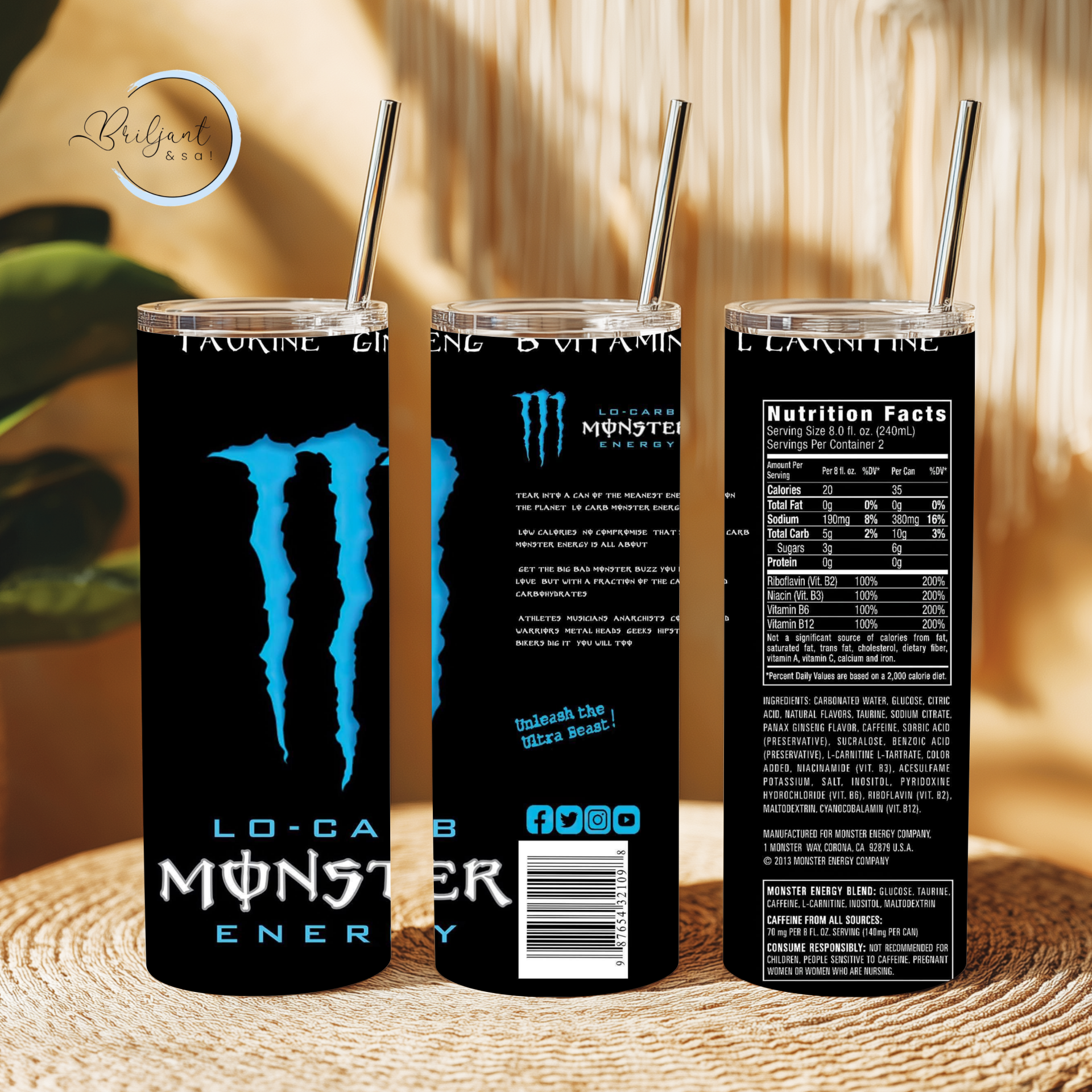Tumbler | Monster - zwart, blauw, wit