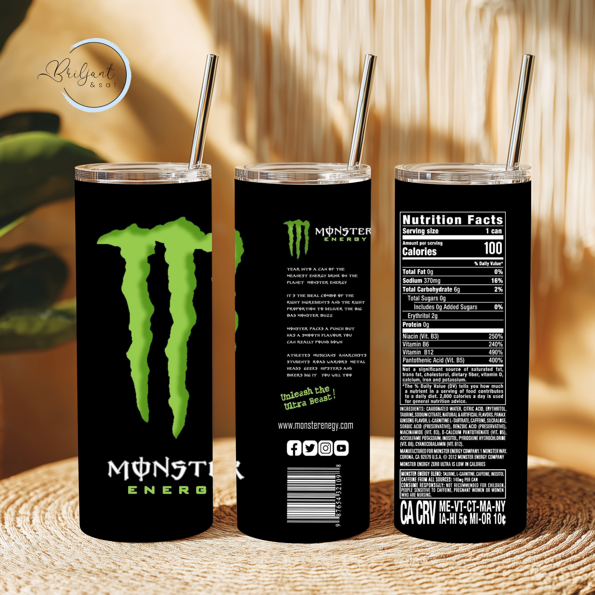 Tumbler | Monster - zwart, groen, wit