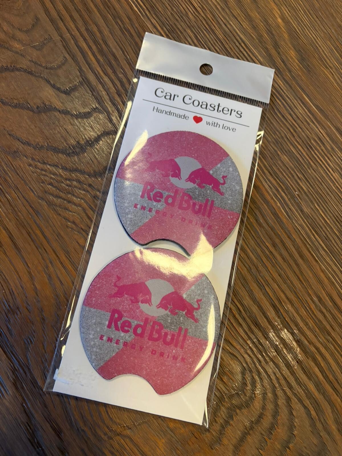 Car Coaster | Redbull roze met zilver en glitters