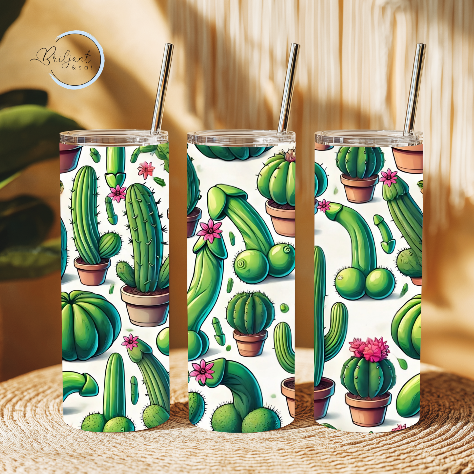 Tumbler | Cactussen met witte achtergrond