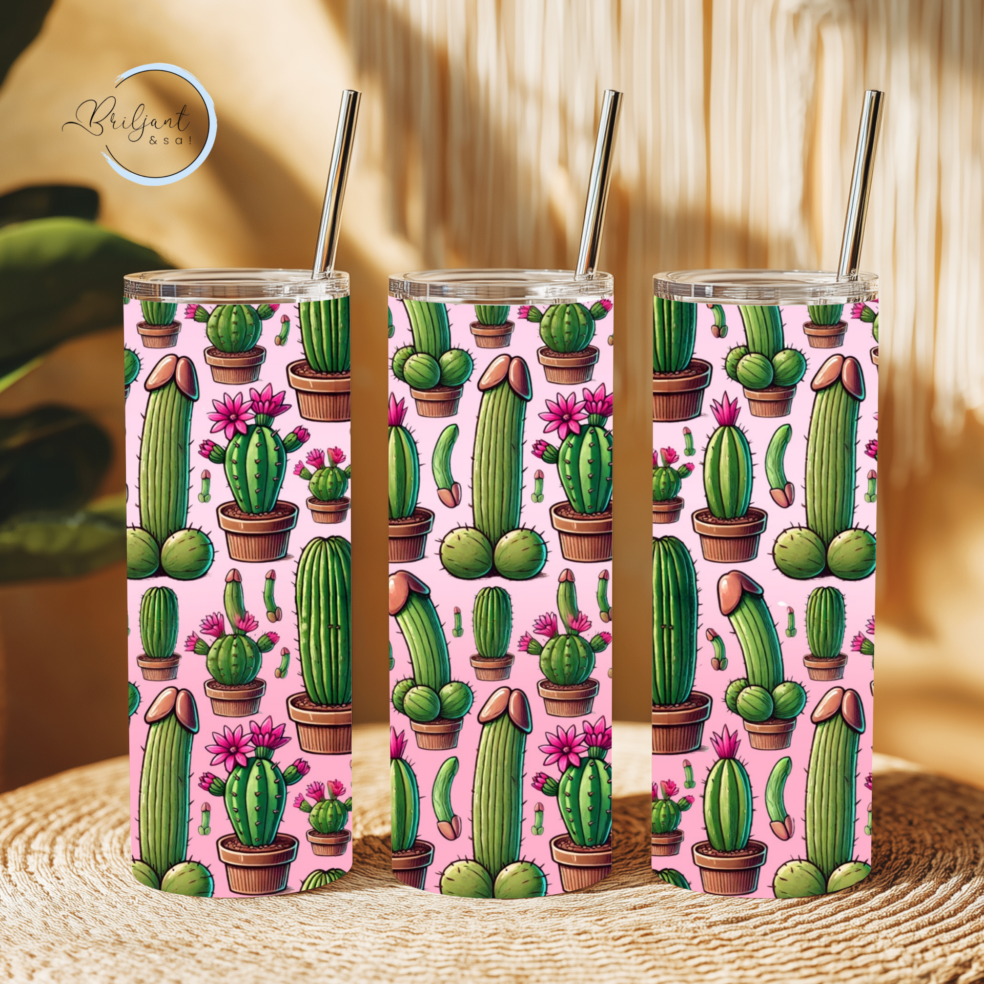 Tumbler | Cactussen met roze achtergrond