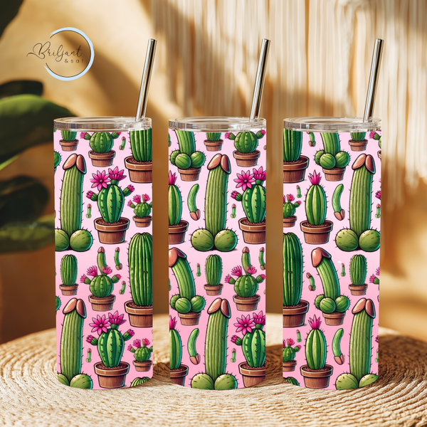 Tumbler | Cactussen met roze achtergrond