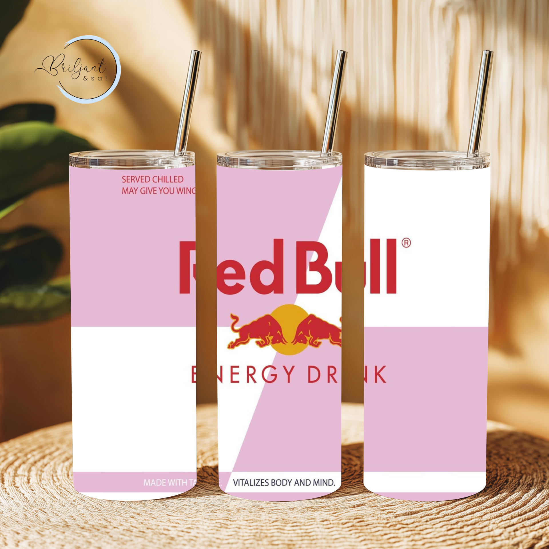 Tumbler | Redbull roze wit - zonder glitters